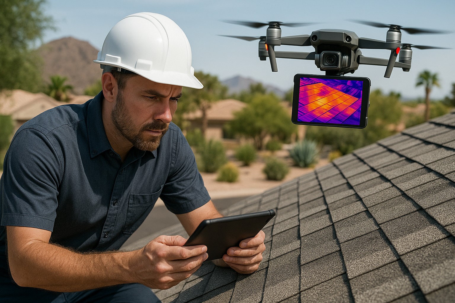Home inspector checking roof